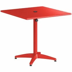 Lancaster Table & Seating 32" X 32" Red Powder-Coated Aluminum Dining Height Outdoor Table With Umbrella Hole And 4 Side Chairs 8 Lancaster Table & Seating 32" X 32" Red Powder-Coated Aluminum Dining Height Outdoor Table With Umbrella Hole And 4 Side Chairs -Lancaster Table & Seating Shop 2342583