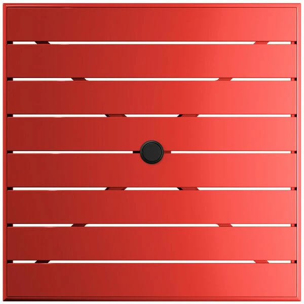 Lancaster Table & Seating 32" X 32" Red Powder-Coated Aluminum Dining Height Outdoor Table With Umbrella Hole And 4 Side Chairs 5 Lancaster Table & Seating 32" X 32" Red Powder-Coated Aluminum Dining Height Outdoor Table With Umbrella Hole And 4 Side Chairs - Image 5