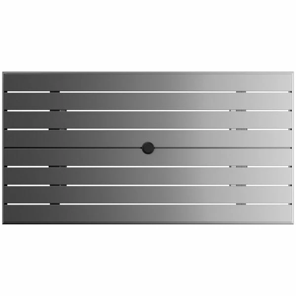 Lancaster Table & Seating 32" X 60" Matte Gray Powder-Coated Aluminum Dining Height Outdoor Table With Umbrella Hole And 6 Side Chairs 5 Lancaster Table & Seating 32" X 60" Matte Gray Powder-Coated Aluminum Dining Height Outdoor Table With Umbrella Hole And 6 Side Chairs - Image 5