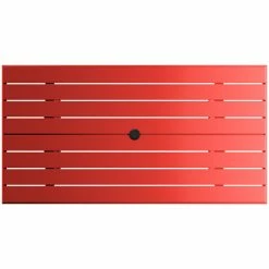 Lancaster Table & Seating 32" X 60" Red Powder-Coated Aluminum Dining Height Outdoor Table With Umbrella Hole And 4 Side Chairs -Lancaster Table & Seating Shop 2342626