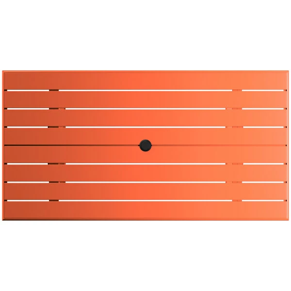 Lancaster Table & Seating 32" X 60" Orange Powder-Coated Aluminum Standard Height Outdoor Table With Umbrella Hole And 6 Side Chairs 5 Lancaster Table & Seating 32" X 60" Orange Powder-Coated Aluminum Standard Height Outdoor Table With Umbrella Hole And 6 Side Chairs - Image 5