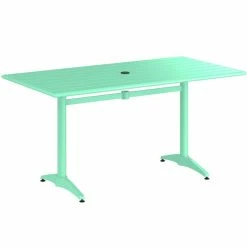 Lancaster Table & Seating 32" X 60" Seafoam Powder-Coated Aluminum Standard Height Outdoor Table With Umbrella Hole And 4 Arm Chairs -Lancaster Table & Seating Shop 2342653