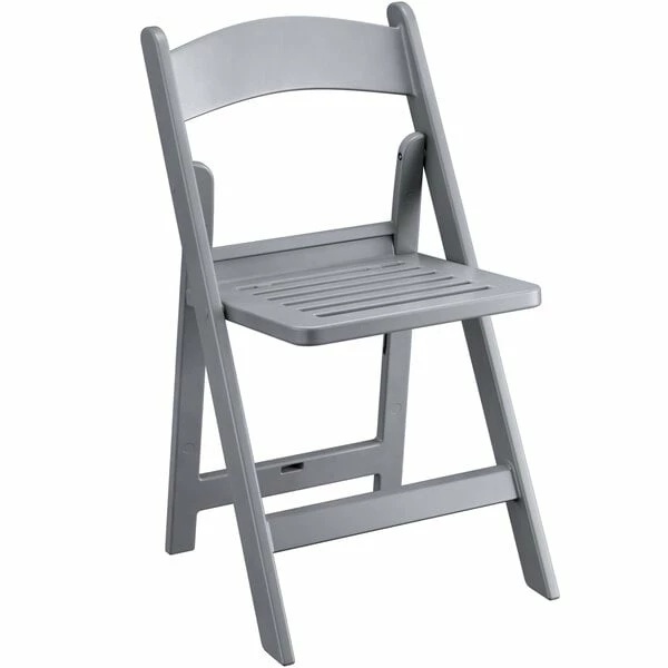 Lancaster Table & Seating Gray Resin Folding Chair With Slatted Seat 2 Lancaster Table & Seating Gray Resin Folding Chair With Slatted Seat - Image 2