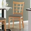 Lancaster Table & Seating Natural Finish Wooden Window Back Chair With Taupe Padded Seat