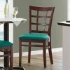 Lancaster Table & Seating Mahogany Wooden Window Back Chair With 2 1/2" Green Padded Seat