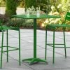 Lancaster Table & Seating 32" X 32" Green Powder-Coated Aluminum Bar Height Outdoor Table With Umbrella Hole