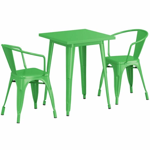 LT&S Alloy Series Lancaster Table & Seating Alloy Series 24" X 24" Green Dining Height Outdoor Table With 2 Arm Chairs 2 LT&S Alloy Series Lancaster Table & Seating Alloy Series 24" X 24" Green Dining Height Outdoor Table With 2 Arm Chairs - Image 2