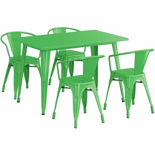 LT&S Alloy Series Lancaster Table & Seating Alloy Series 48" X 30" Green Dining Height Outdoor Table With 4 Arm Chairs 2 LT&S Alloy Series Lancaster Table & Seating Alloy Series 48" X 30" Green Dining Height Outdoor Table With 4 Arm Chairs - Image 2