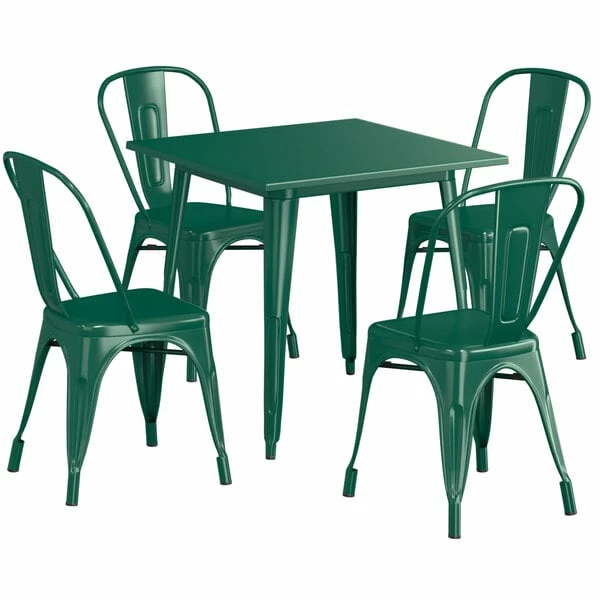 LT&S Alloy Series Lancaster Table & Seating Alloy Series 32" X 32" Emerald Dining Height Outdoor Table With 4 Industrial Cafe Chairs 2 LT&S Alloy Series Lancaster Table & Seating Alloy Series 32" X 32" Emerald Dining Height Outdoor Table With 4 Industrial Cafe Chairs - Image 2