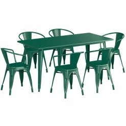 LT&S Alloy Series Lancaster Table & Seating Alloy Series 63" X 32" Emerald Dining Height Outdoor Table With 6 Arm Chairs -Lancaster Table & Seating Shop 2358718