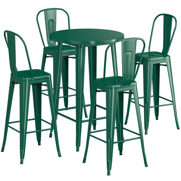 LT&S Alloy Series Lancaster Table & Seating Alloy Series 30" Round Emerald Outdoor Bar Height Table With 4 Metal Cafe Bar Stools 2 LT&S Alloy Series Lancaster Table & Seating Alloy Series 30" Round Emerald Outdoor Bar Height Table With 4 Metal Cafe Bar Stools - Image 2