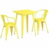 LT&S Alloy Series Lancaster Table & Seating Alloy Series 24" X 24" Yellow Dining Height Outdoor Table With 2 Arm Chairs