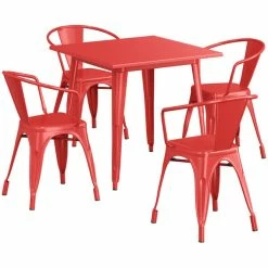 LT&S Alloy Series Lancaster Table & Seating Alloy Series 32" X 32" Red Dining Height Outdoor Table With 4 Arm Chairs -Lancaster Table & Seating Shop 2358870