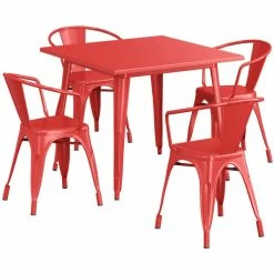 LT&S Alloy Series Lancaster Table & Seating Alloy Series 36" X 36" Red Dining Height Outdoor Table With 4 Arm Chairs -Lancaster Table & Seating Shop 2358872