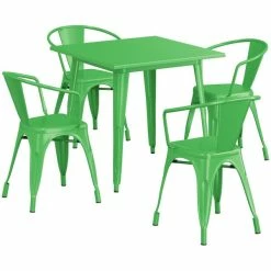 LT&S Alloy Series Lancaster Table & Seating Alloy Series 32" X 32" Green Dining Height Outdoor Table With 4 Arm Chairs -Lancaster Table & Seating Shop 2358884