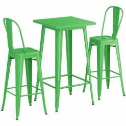 LT&S Alloy Series Lancaster Table & Seating Alloy Series 24" X 24" Green Outdoor Bar Height Table With 2 Metal Cafe Bar Stools -Lancaster Table & Seating Shop 2358888