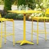 Lancaster Table & Seating 32" X 32" Yellow Powder-Coated Aluminum Bar Height Outdoor Table With Umbrella Hole