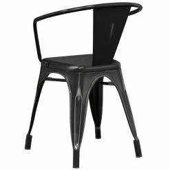 LT&S Alloy Series Lancaster Table & Seating Alloy Series Distressed Black Metal Indoor / Outdoor Industrial Cafe Arm Chair -Lancaster Table & Seating Shop 2361344