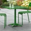 Lancaster Table & Seating 32" X 32" Green Powder-Coated Aluminum Dining Height Outdoor Table With Umbrella Hole