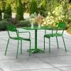 Lancaster Table & Seating 24" X 32" Green Powder-Coated Aluminum Standard Height Outdoor Table With Umbrella Hole And 2 Arm Chairs
