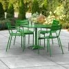 Lancaster Table & Seating 32" X 32" Green Powder-Coated Aluminum Standard Height Outdoor Table With Umbrella Hole And 4 Arm Chairs