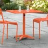 Lancaster Table & Seating 24" X 32" Orange Powder-Coated Aluminum Dining Height Outdoor Table With Umbrella Hole