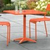Lancaster Table & Seating 32" X 32" Orange Powder-Coated Aluminum Dining Height Outdoor Table With Umbrella Hole