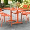 Lancaster Table & Seating 32" X 48" Orange Powder-Coated Aluminum Dining Height Outdoor Table With Umbrella Hole