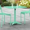 Lancaster Table & Seating 24" X 32" Seafoam Powder-Coated Aluminum Dining Height Outdoor Table With Umbrella Hole