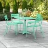 Lancaster Table & Seating 32" X 32" Seafoam Powder-Coated Aluminum Standard Height Outdoor Table With Umbrella Hole And 4 Side Chairs