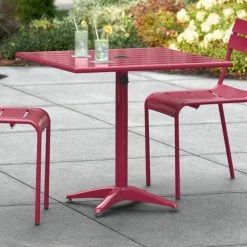 Lancaster Table & Seating 32" X 32" Sangria Powder-Coated Aluminum Dining Height Outdoor Table With Umbrella Hole