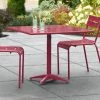 Lancaster Table & Seating 36" X 36" Sangria Powder-Coated Aluminum Dining Height Outdoor Table With Umbrella Hole