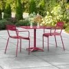 Lancaster Table & Seating 24" X 32" Sangria Powder-Coated Aluminum Standard Height Outdoor Table With Umbrella Hole And 2 Arm Chairs