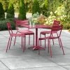 Lancaster Table & Seating 32" X 32" Sangria Powder-Coated Aluminum Standard Height Outdoor Table With Umbrella Hole And 4 Side Chairs