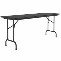 Correll 24" X 60" Black Granite Light Duty Melamine Folding Table With Black Frame