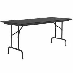 Correll 30" X 60" Black Granite Light Duty Melamine Folding Table With Black Frame