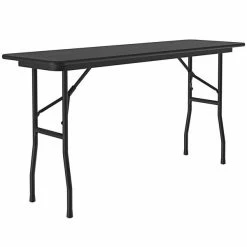 Correll 18" X 96" Black Granite Light Duty Melamine Folding Table With Black Frame