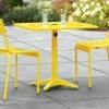 Lancaster Table & Seating 24" X 32" Yellow Powder-Coated Aluminum Dining Height Outdoor Table With Umbrella Hole