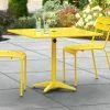 Lancaster Table & Seating 36" X 36" Yellow Powder-Coated Aluminum Dining Height Outdoor Table With Umbrella Hole