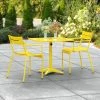 Lancaster Table & Seating 24" X 32" Yellow Powder-Coated Aluminum Standard Height Outdoor Table With Umbrella Hole And 2 Arm Chairs