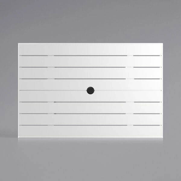 Lancaster Table & Seating 32" X 48" White Powder-Coated Aluminum Dining Height Outdoor Table With Umbrella Hole 3 Lancaster Table & Seating 32" X 48" White Powder-Coated Aluminum Dining Height Outdoor Table With Umbrella Hole - Image 3