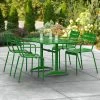 Lancaster Table & Seating 32" X 48" Green Powder-Coated Aluminum Standard Height Outdoor Table With Umbrella Hole And 4 Arm Chairs
