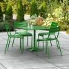 Lancaster Table & Seating 36" X 36" Green Powder-Coated Aluminum Standard Height Outdoor Table With Umbrella Hole And 4 Side Chairs