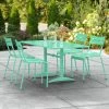 Lancaster Table & Seating 32" X 60" Seafoam Powder-Coated Aluminum Standard Height Outdoor Table With Umbrella Hole And 4 Side Chairs