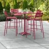 Lancaster Table & Seating 32" X 32" Sangria Powder-Coated Aluminum Bar Height Outdoor Table With Umbrella Hole And 4 Barstools