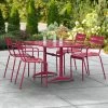 Lancaster Table & Seating 32" X 48" Sangria Powder-Coated Aluminum Standard Height Outdoor Table With Umbrella Hole And 4 Arm Chairs