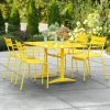 Lancaster Table & Seating 32" X 48" Yellow Powder-Coated Aluminum Standard Height Outdoor Table With Umbrella Hole And 4 Arm Chairs