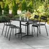 Lancaster Table & Seating 32" X 60" Black Powder-Coated Aluminum Standard Height Outdoor Table With Umbrella Hole And 4 Side Chairs