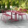 Lancaster Table & Seating 32" X 60" Sangria Powder-Coated Aluminum Dining Height Outdoor Table With Umbrella Hole