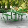 Lancaster Table & Seating 32" X 60" Green Powder-Coated Aluminum Dining Height Outdoor Table With Umbrella Hole